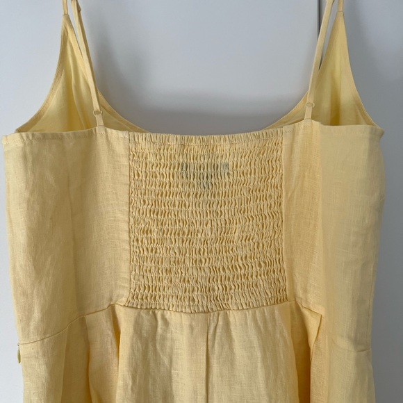 💯% European Linen Scoop Neck Midi Dress  - light yellow, Medium, NEW - Picture 4 of 11